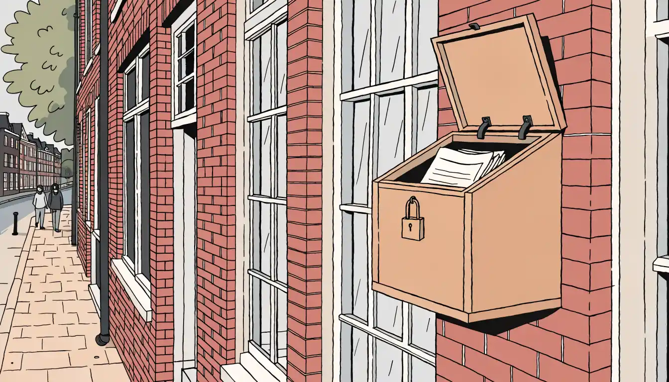Brievenbus aan Nederlandse gevel met hangslot voor privacy